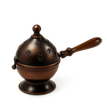 Bronze Incense Burner – Floral Dome with Wooden Handle