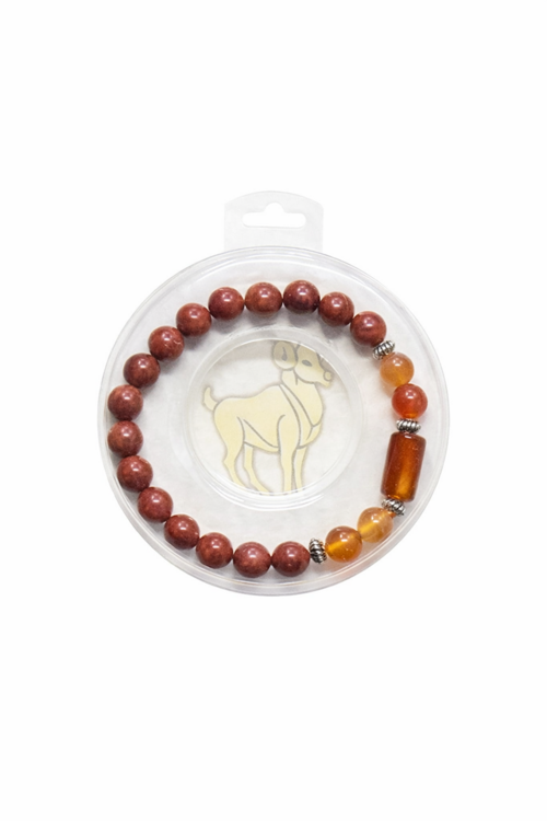 Aries Zodiac Gemstone Beaded Bracelet
