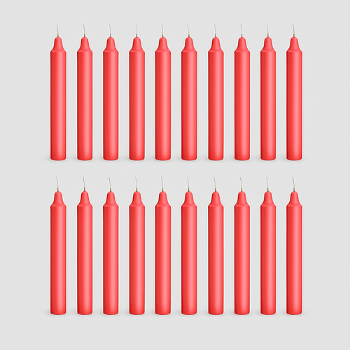 Lot de 20 bougies bâtonnets en cire pure, non parfumées (rouges)