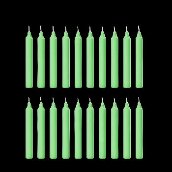 Green unscented stick candles, set of 20