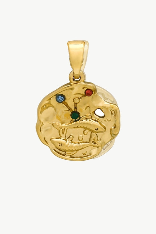 Gold Sculptural Zodiac Sign Pendant Necklace Set