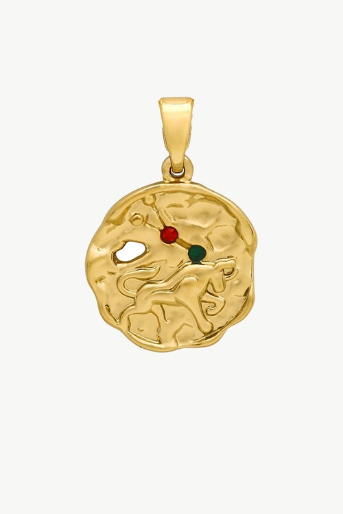 Gold Sculptural Zodiac Sign Pendant Necklace Set
