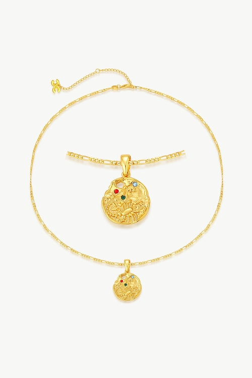 Gold Sculptural Zodiac Sign Pendant Necklace Set