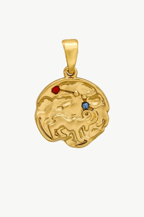 Gold Sculptural Zodiac Sign Pendant Necklace Set