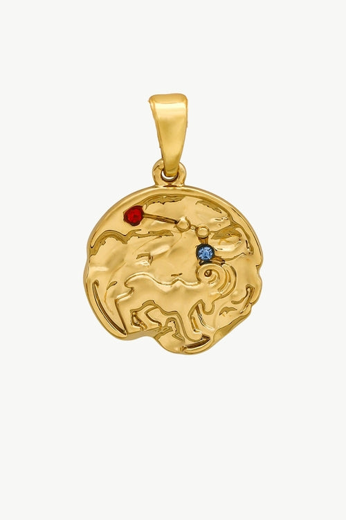 Gold Sculptural Zodiac Sign Pendant Necklace Set