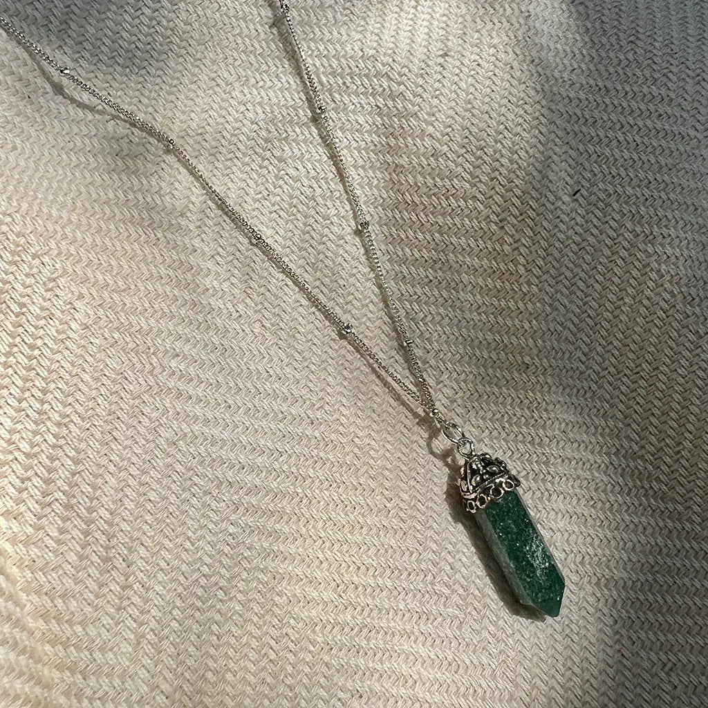 Green Aventurine Crystal Necklace, SKU 010208, alternate view