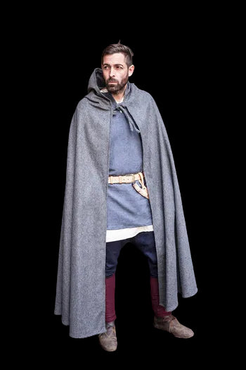 Hibernus slate hooded wool cloak