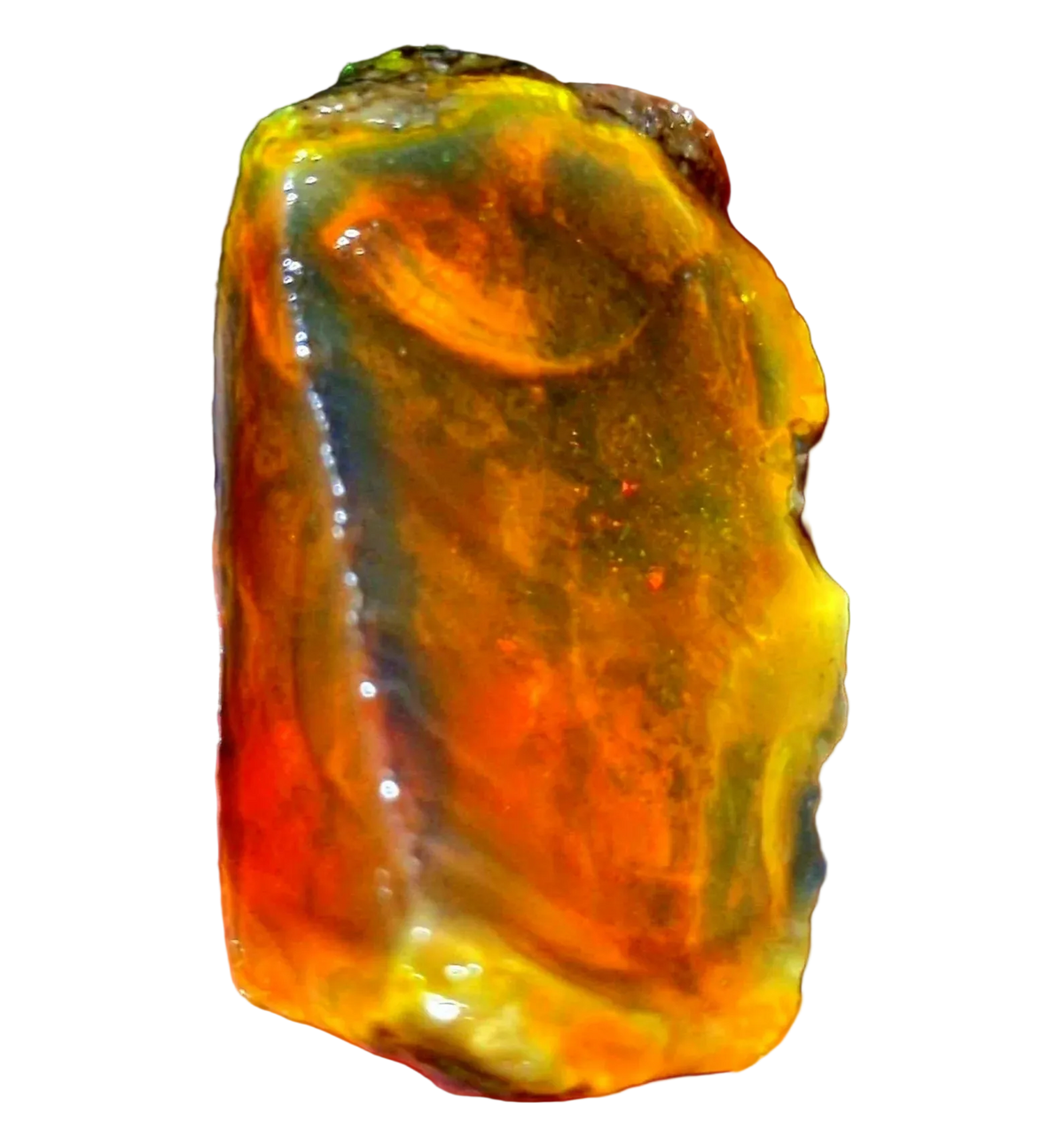Rough Ethiopian Welo opal specimen held between fingers