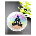 Selenite Charging Seven Chakra Coaster – Engraved Healing Plate