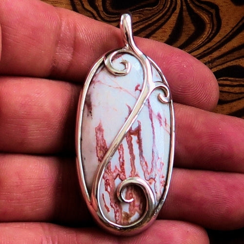 Jasper Amulet, Sterling Silver Pendant, Artwork Pendant with picture