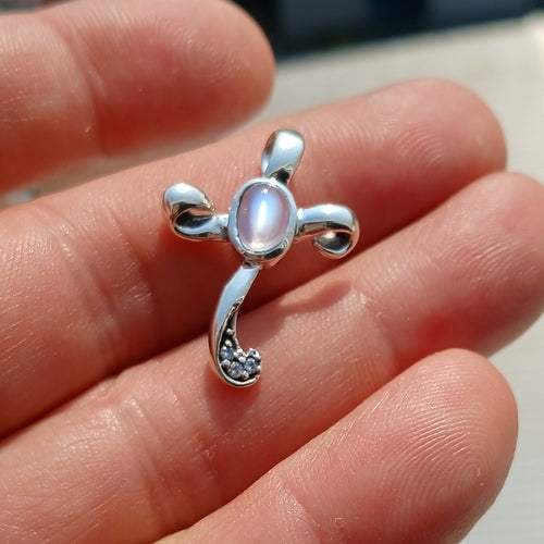 Moonstone pendant, Sterling Silver Pendant, Cross Amulet, Crucifix