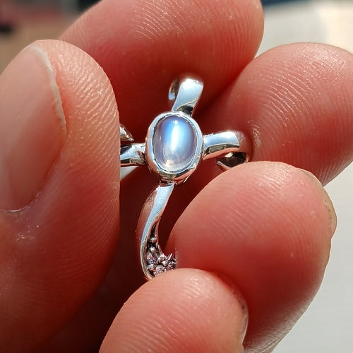 Moonstone pendant, Sterling Silver Pendant, Cross Amulet, Crucifix