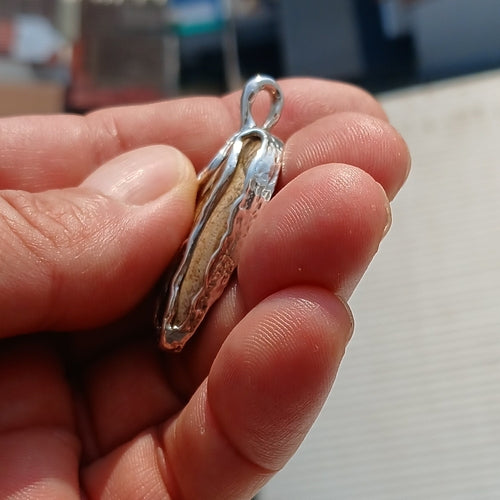 Brown Jasper Amulet, Sterling Silver Pendant, Minimalist Pendant,