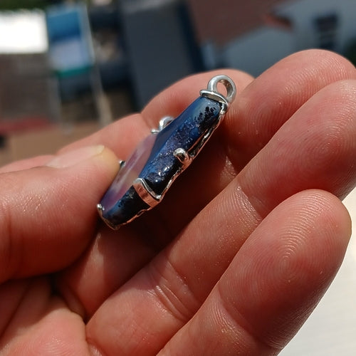 Unique Agate Pendant, Freeform Sterling Silver Amulet, Artwork Pendant