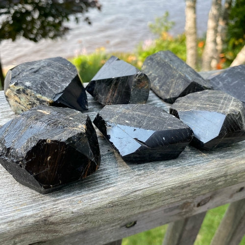 Black Tourmaline Double Terminated Rough Cut Points
