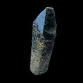 Natural black tourmaline point with raw sides and polished apex for grounding and protection