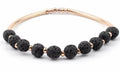 Bracelet diffuseur d'huiles essentielles en pierre de lave - Pierre de lave noire et or