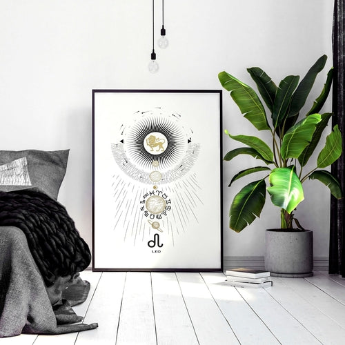 Leo zodiac sign wall art print