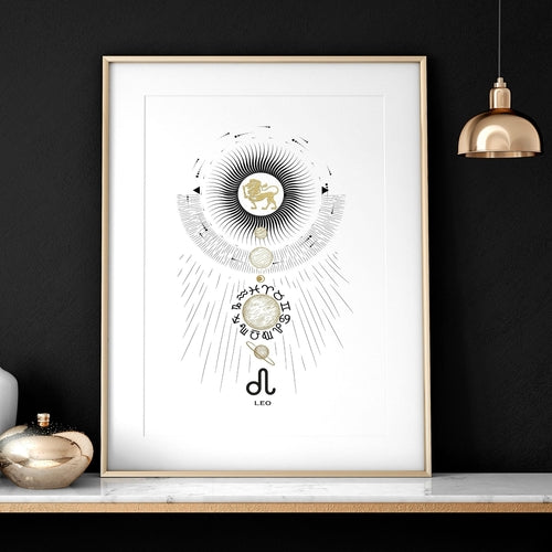 Leo zodiac sign wall art print