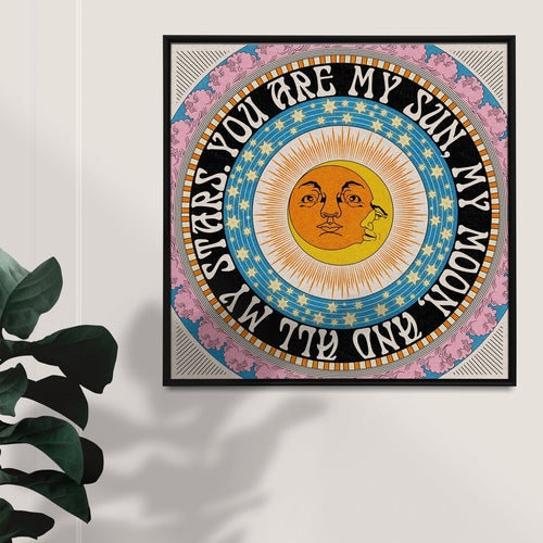 Mein Sonne, Mond und Sterne quadratischer Kunstdruck