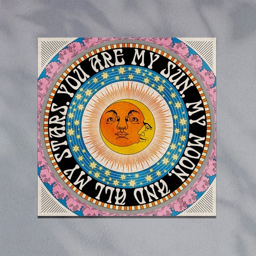 Mein Sonne, Mond und Sterne quadratischer Kunstdruck