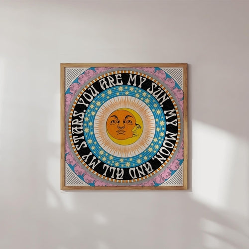 Mein Sonne, Mond und Sterne quadratischer Kunstdruck