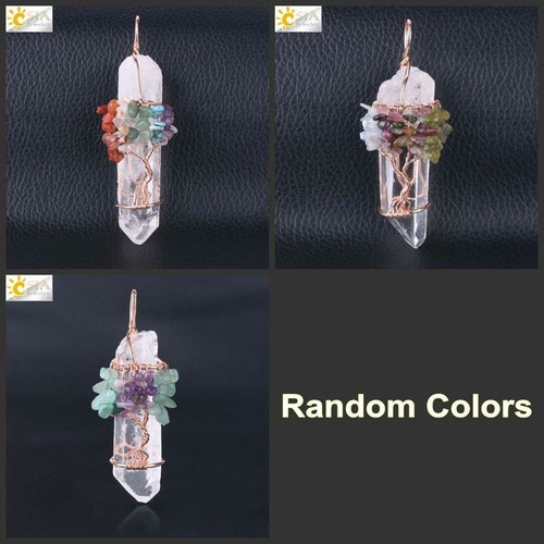 CSJA Men Big Gemstone Pendant Women Natural White Crystal Quartz 7