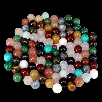 Mixed natural gemstone spheres, 10 mm