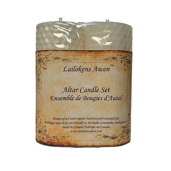 White beeswax altar candle set by Lailokens Awen