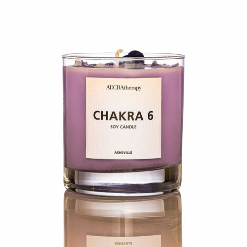 Chakra 6 Amethyst & Turmalin Edelsteinkerze