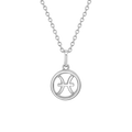 Silver Pisces zodiac pendant necklace with Pisces symbol on transparent background