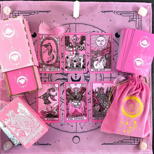 Pinkfarbenes Tarot-Tuch für Legungen