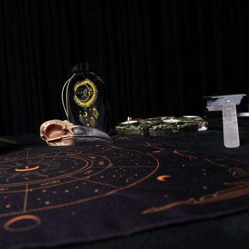 Samt-Tarotkartenbeutel Schwarz-Gold