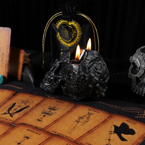 Samt-Tarotkartenbeutel Schwarz-Gold