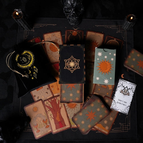 Samt-Tarotkartenbeutel Schwarz-Gold