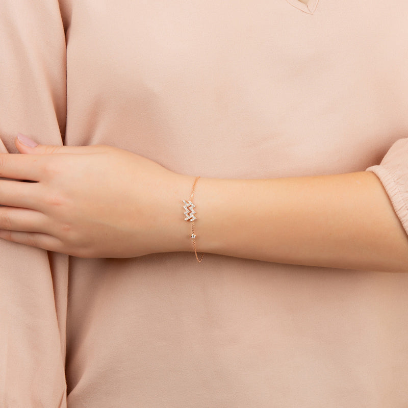 Aquarius Sterling Silver Zodiac Bracelet — product image