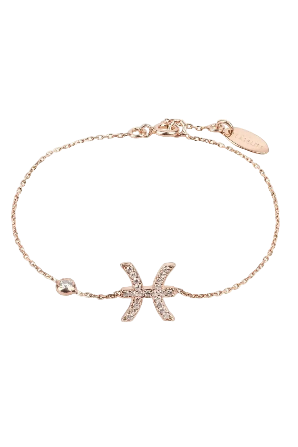 Pisces zodiac bracelet in 925 sterling silver with white zircon detail